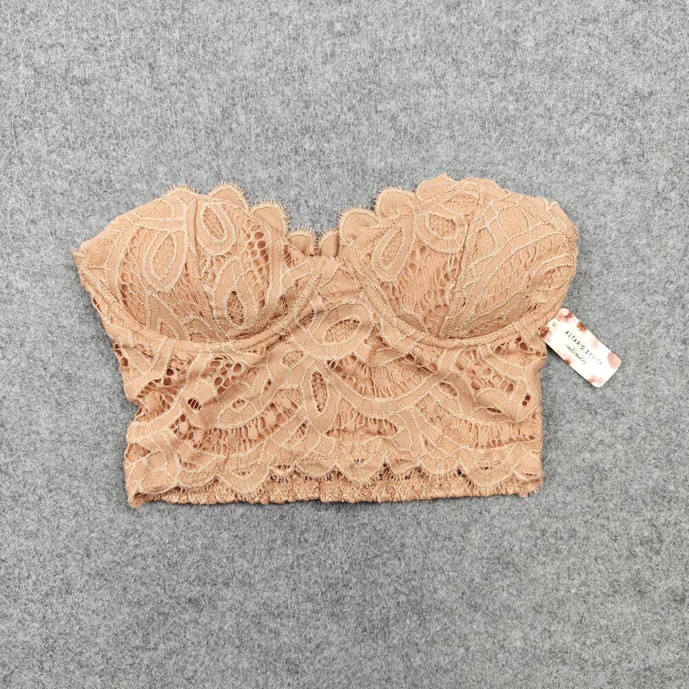 Altar'd State Bra Womens Small Beige Longline Lace Strapless Lightly Lined